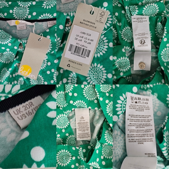 🇬🇧 Boden Green Sleeveless Cotton Front-Tie Floral Print Midi Dress - Picture 13 of 16